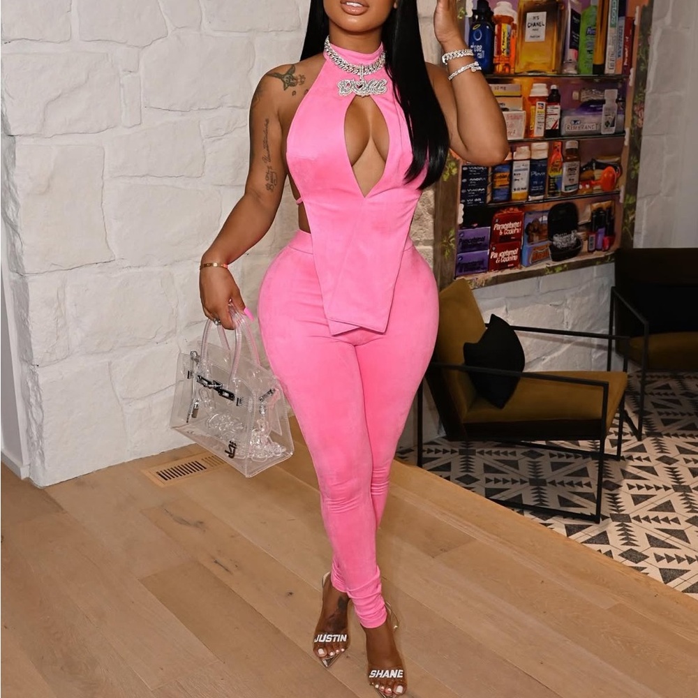 Pink Halter Jumpsuit